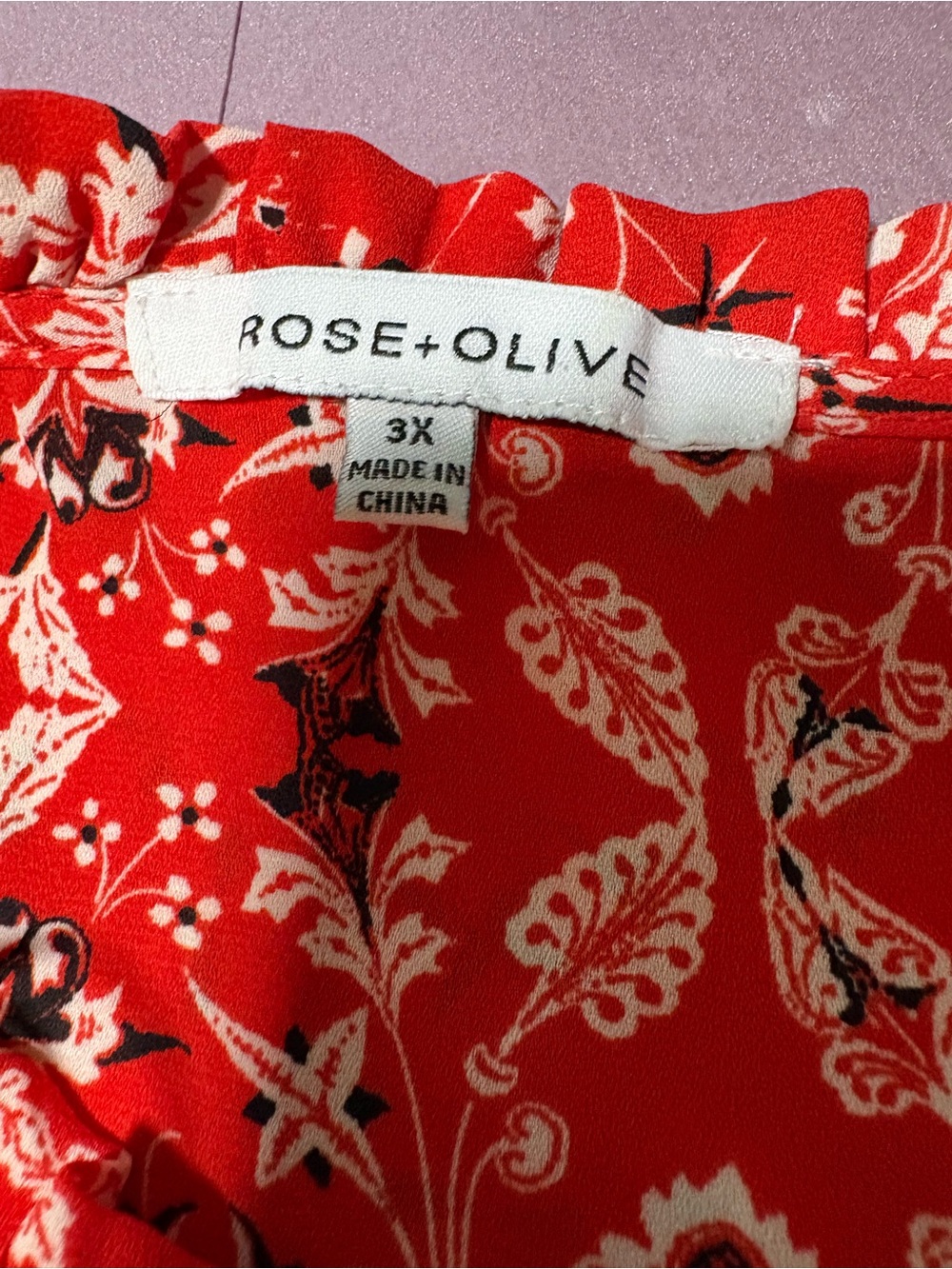 Rose & Olive Red Floral Ruffle Tie-Neck Tunic - Picture 7 of 13